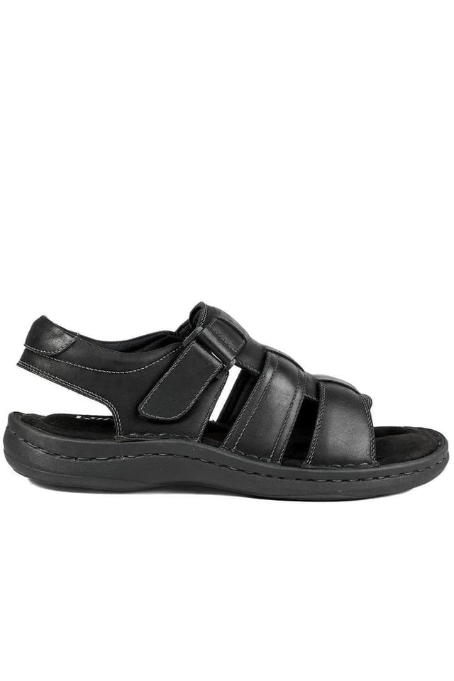 Pavers Pavers Men's Leather Buckle Fastening Sandals in Black - 2