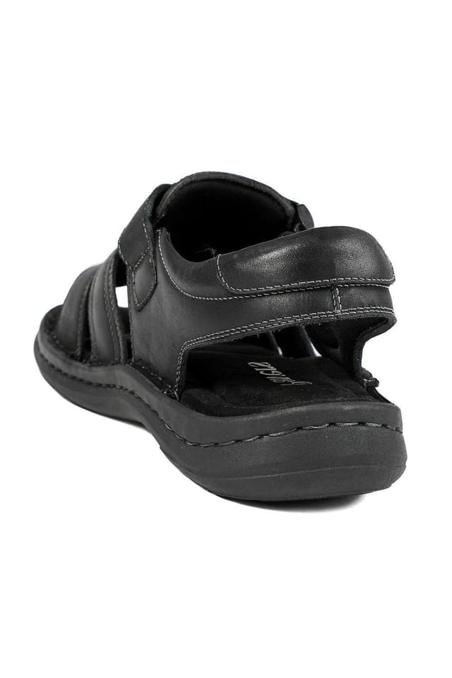 Pavers Pavers Men's Leather Buckle Fastening Sandals in Black - 3