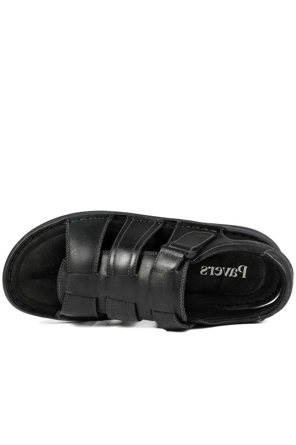 Pavers Pavers Men's Leather Buckle Fastening Sandals in Black - 4