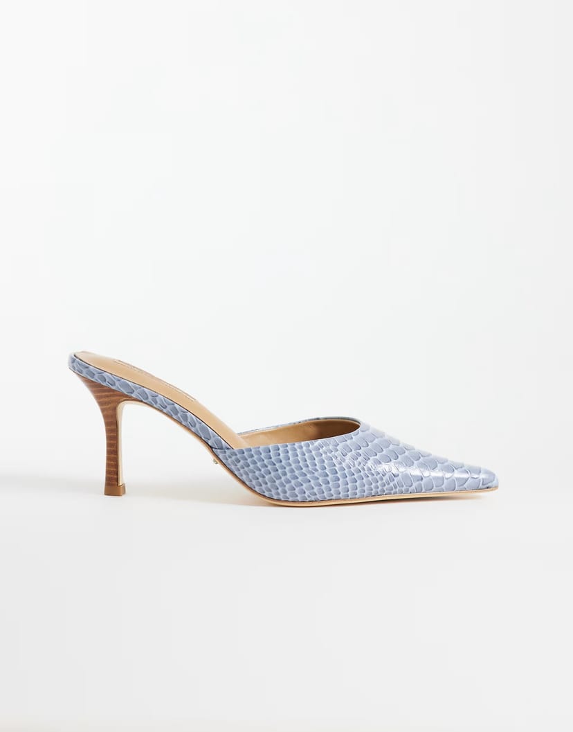 ASOS Tony Bianco Sicily heeled mules in blue denim python - 1