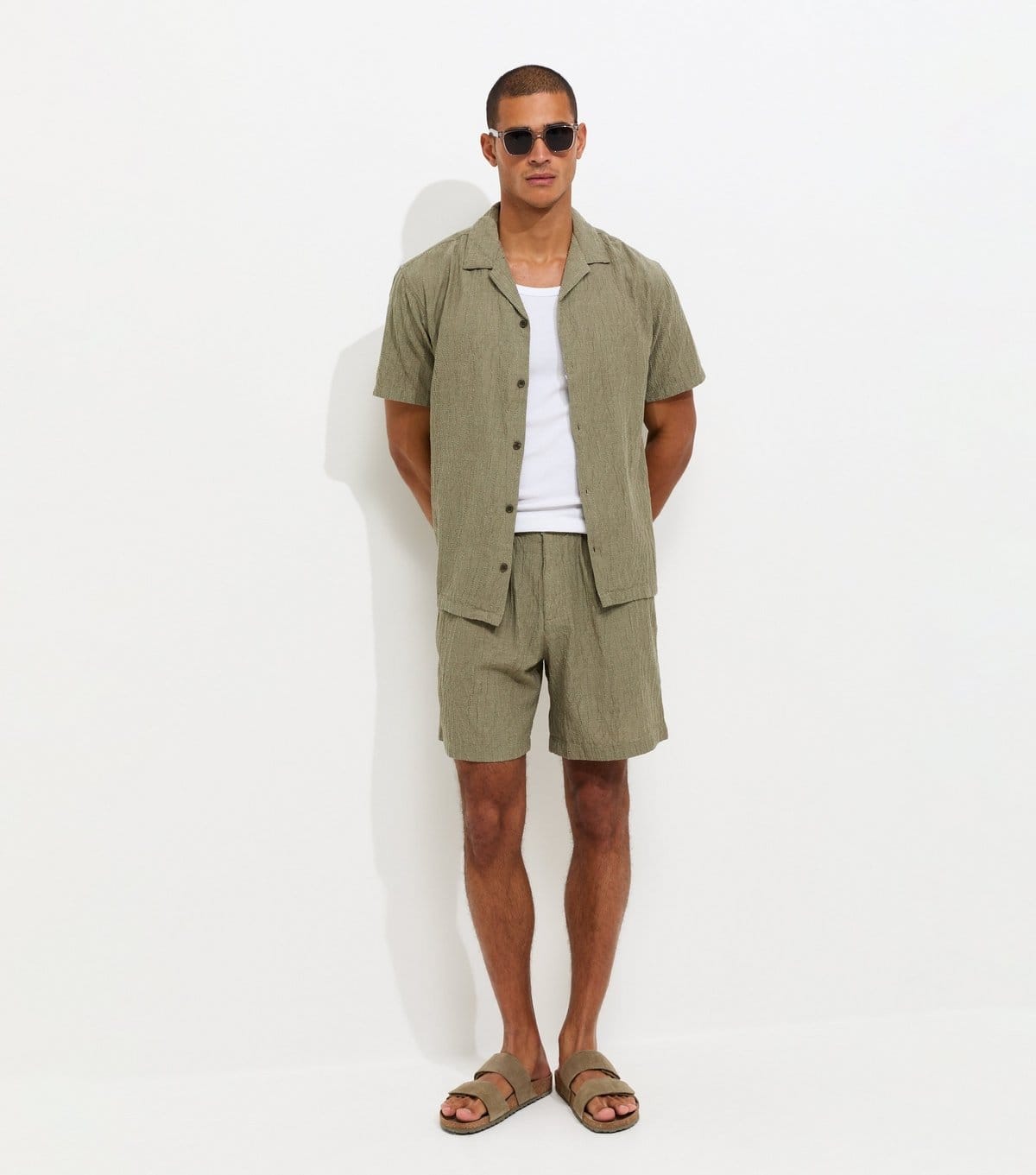 Jack & Jones Olive Jacquard Shorts Set