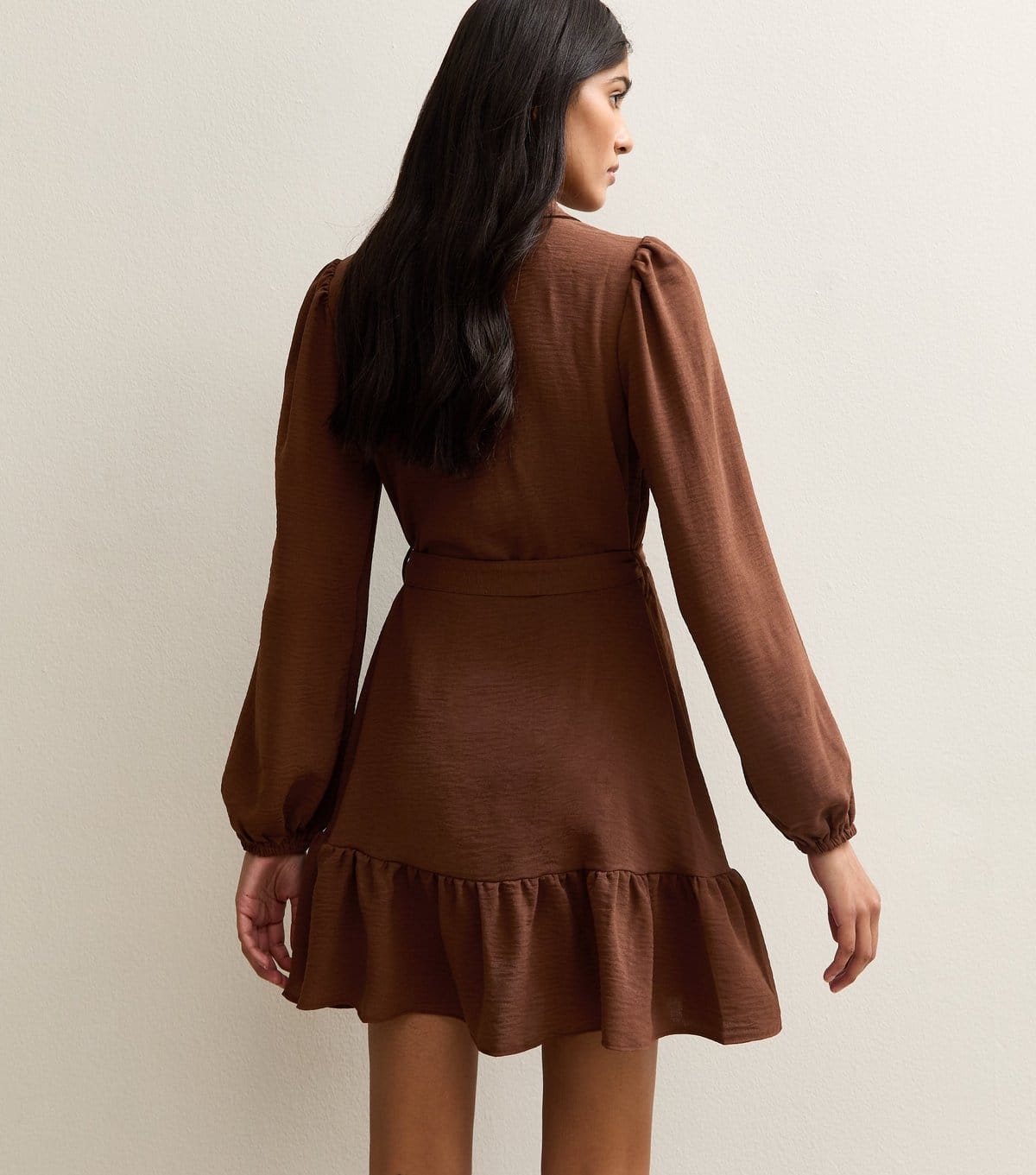 New Look Women's Brown Tiered Hem Belted Mini Shirt Dress New Look - 4