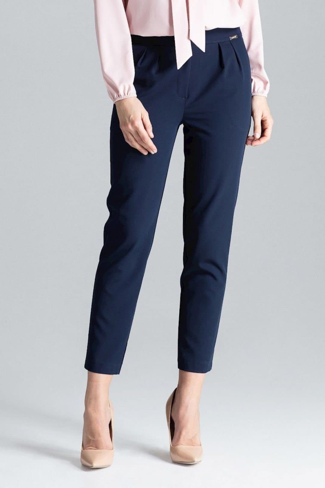 Love Lace Love Lace Blue Cigarette Pleated Front Capri Trousers