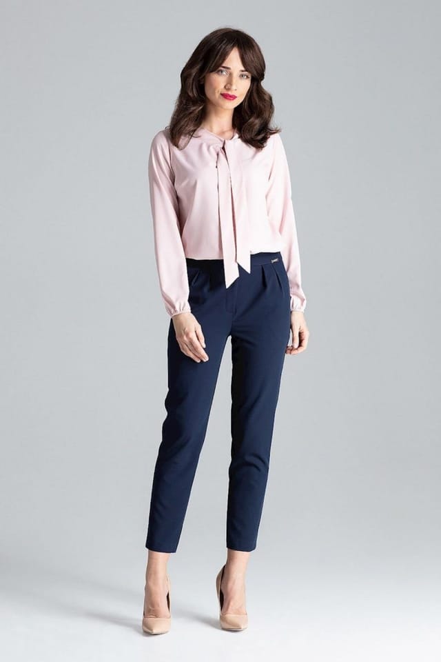 Love Lace Love Lace Women's Cigarette Pleated Front Capri Trousers in Blue - 2