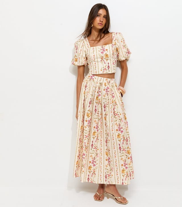 New Look Women's White Floral Print Midi Skirt New Look - 3