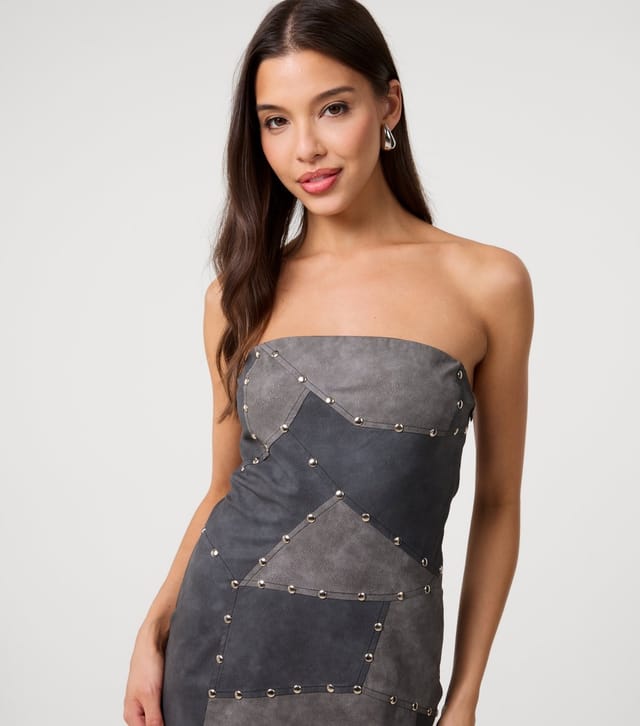 Pink Vanilla Women's Grey Studded Mini Dress Pink Vanilla New Look - 3