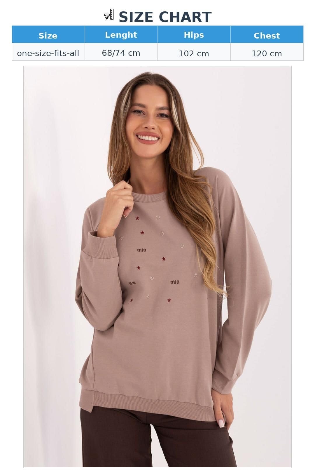 Love Lace Love Lace Women's Cotton Elastane Casual Sweatshirt with Embroidery in Beige - 4