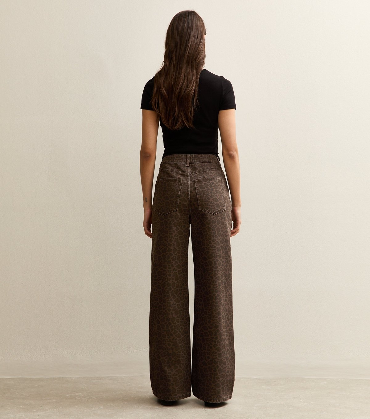 New Look Women's Brown Leopard Print Wide Leg Jeans New Look - 4