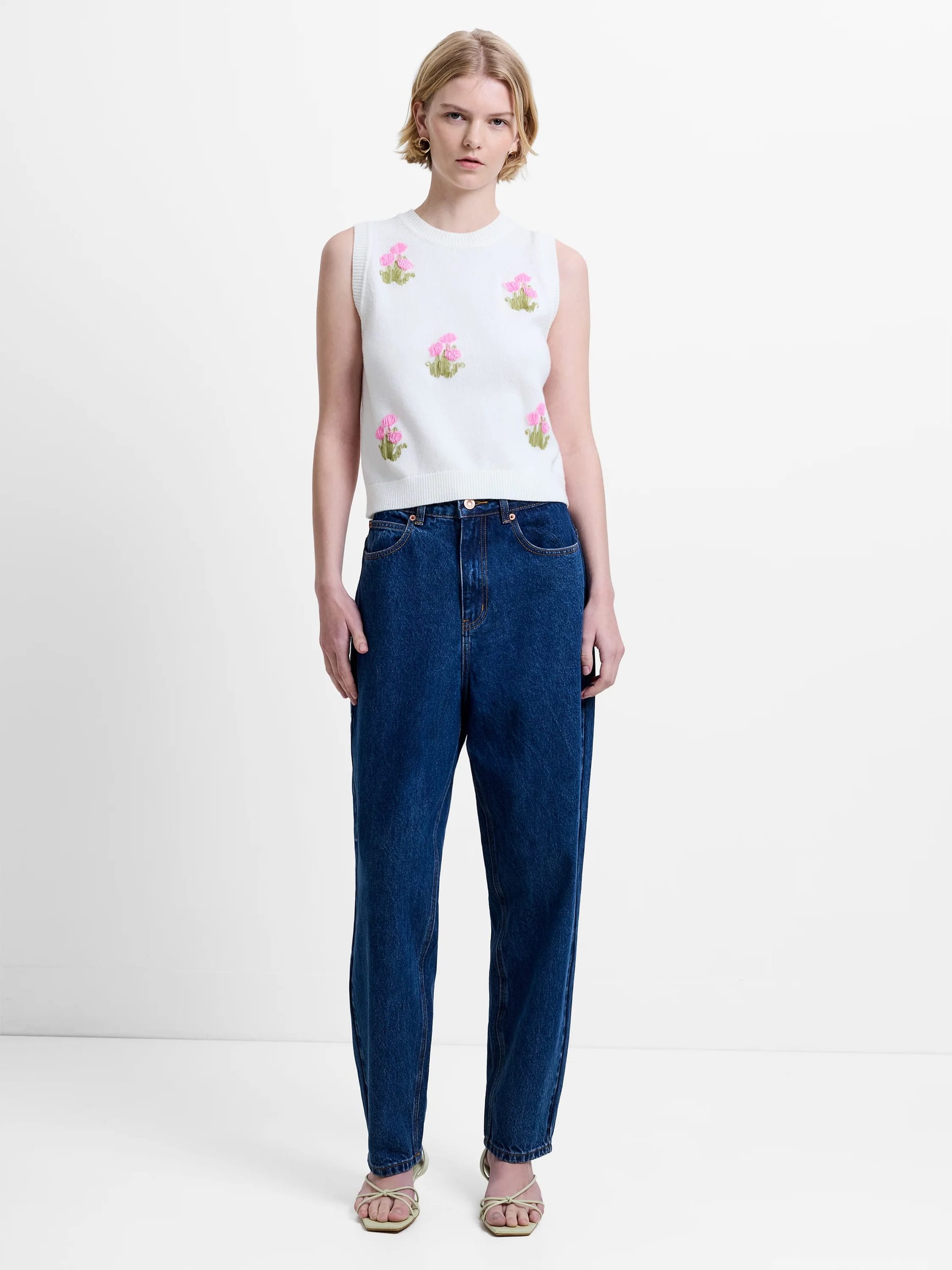 French Connection Blue Denim Barrel Leg Jeans