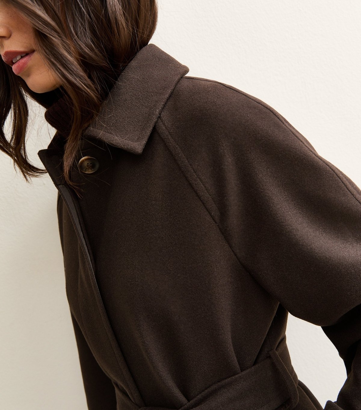 New Look Women's Dark Brown Button Up Belted Coat New Look - 3