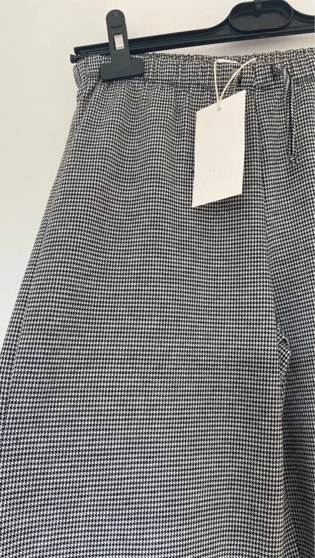 Zara Men's Grey Houndstooth Wide Leg Trousers
