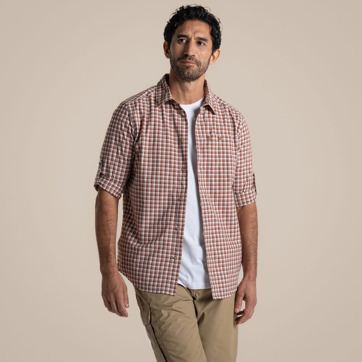 Craghoppers Craghoppers Men's Nosilife Nuoro Insect-Repellent Check Long Sleeved Shirt in Red - 1