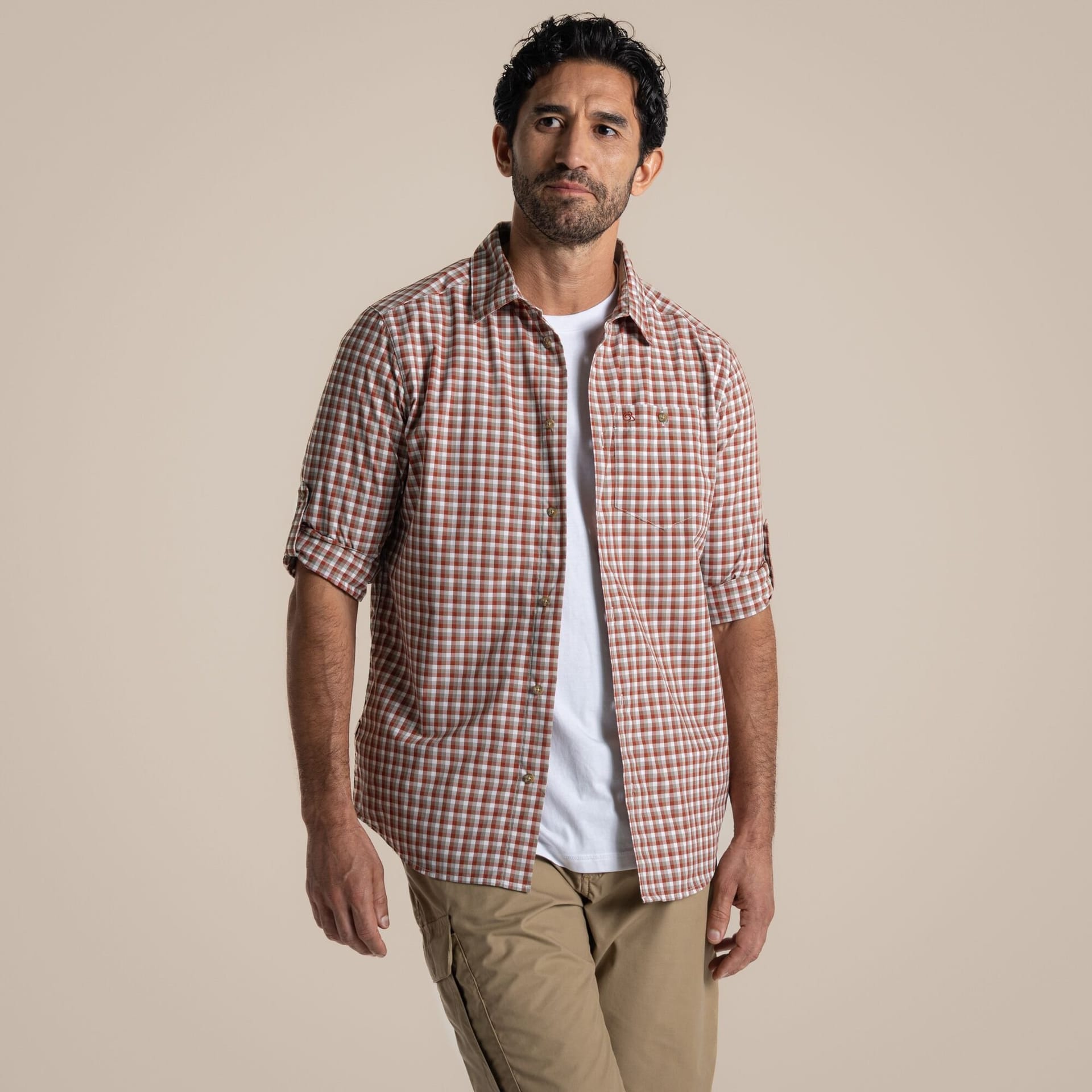 Craghoppers Red Check Long Sleeved Shirt for Men