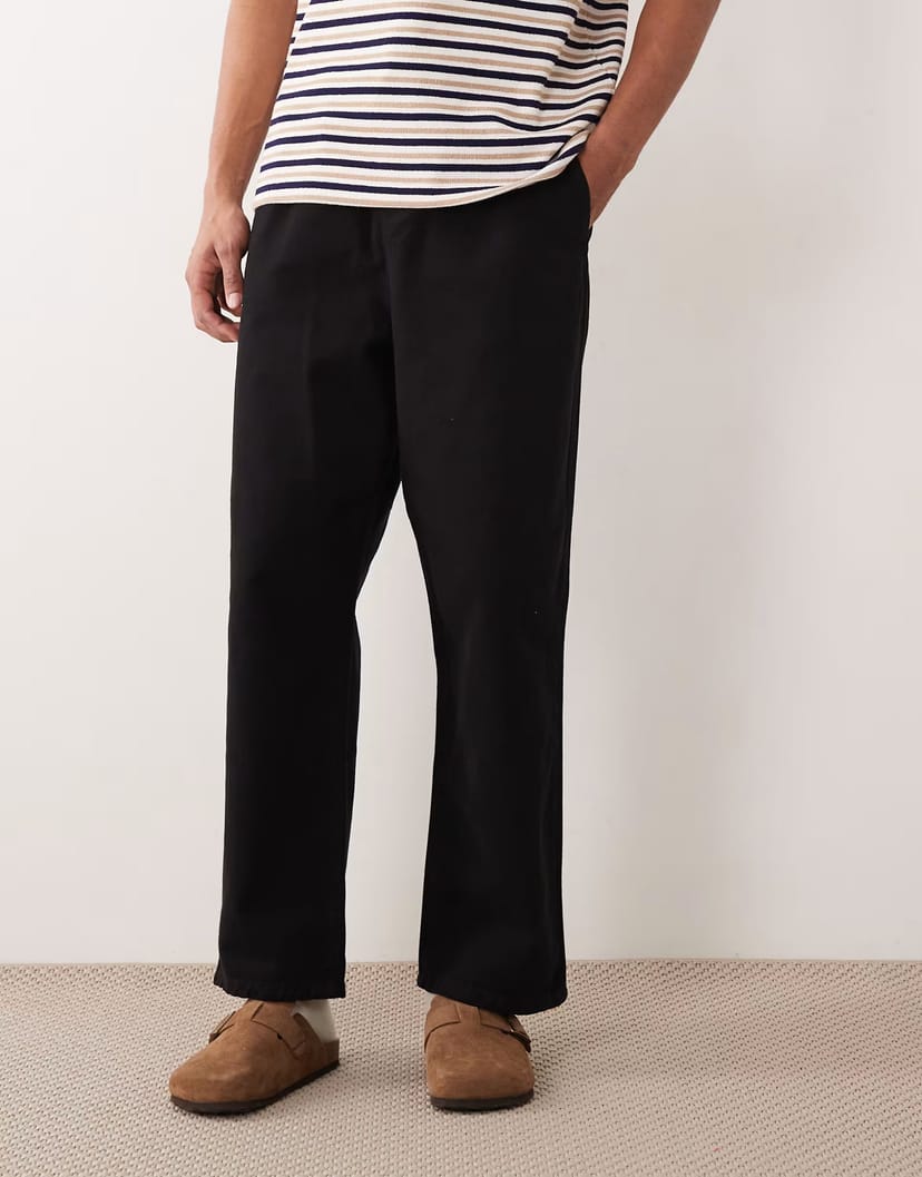 ASOS ASOS DESIGN relaxed tapered trousers in black - 1
