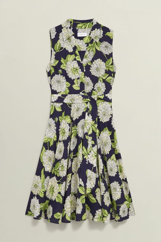 Hobbs London Hobbs London Women's Bea Sleeveless Shirt Midi Dress in Dark Navy - 2