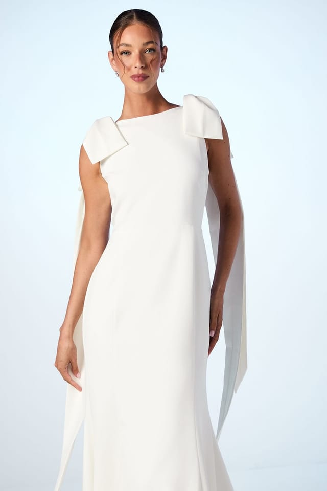 Coast Coast Women's Bow Detail Button Back Maxi Wedding Dress in Ivory - 2