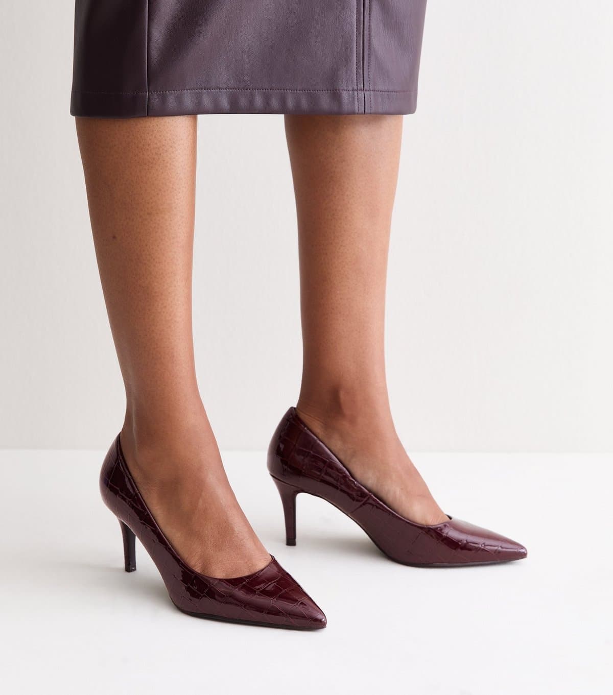 New Look Women's Burgundy Faux Leather Court Shoe Vegan New Look