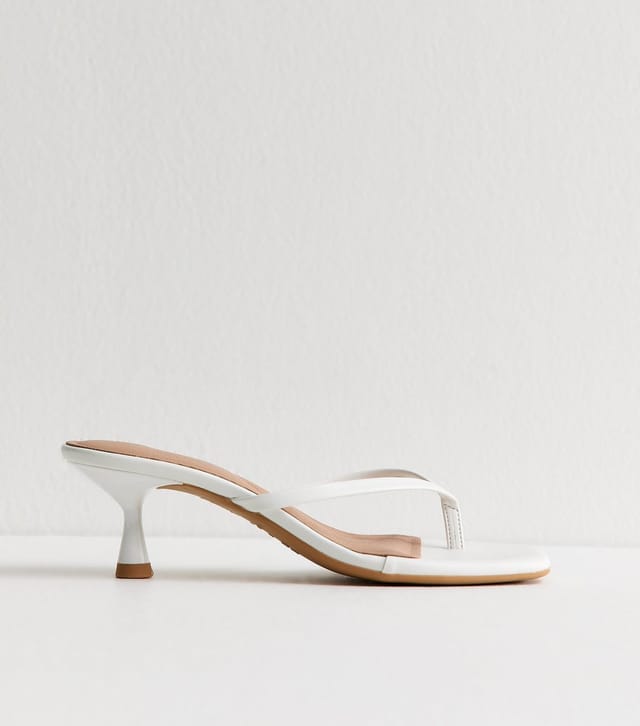 New Look Women's White Faux Leather Toe Post Mule Sandals Vegan New Look - 2