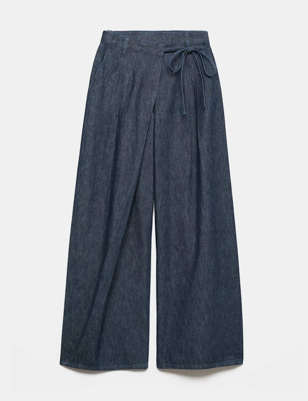 Marks & Spencer M&S Denim High Waisted Wrap Wide Leg Jeans Indigo Mix