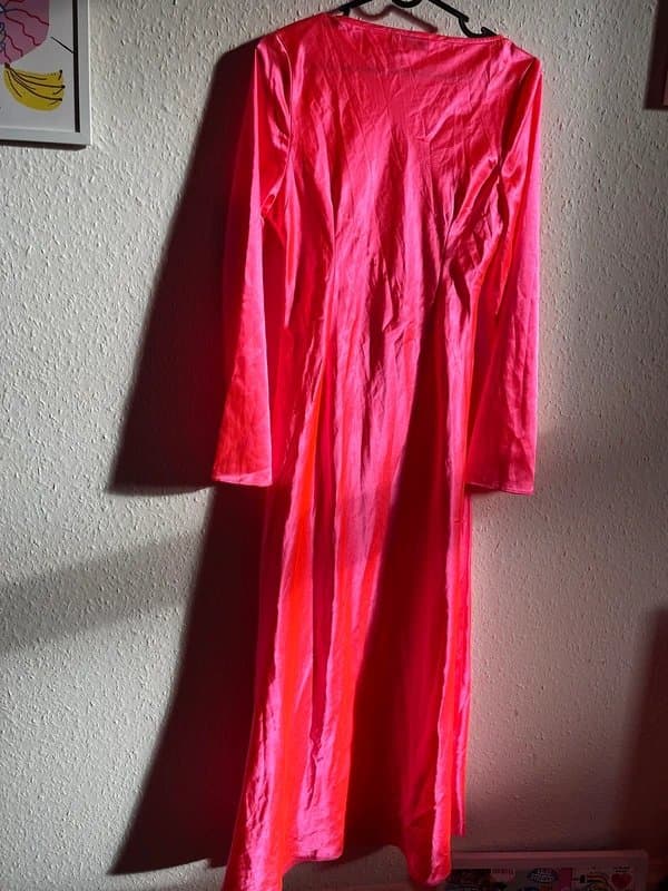 ASOS Design Pink Silk Long Sleeve Dress