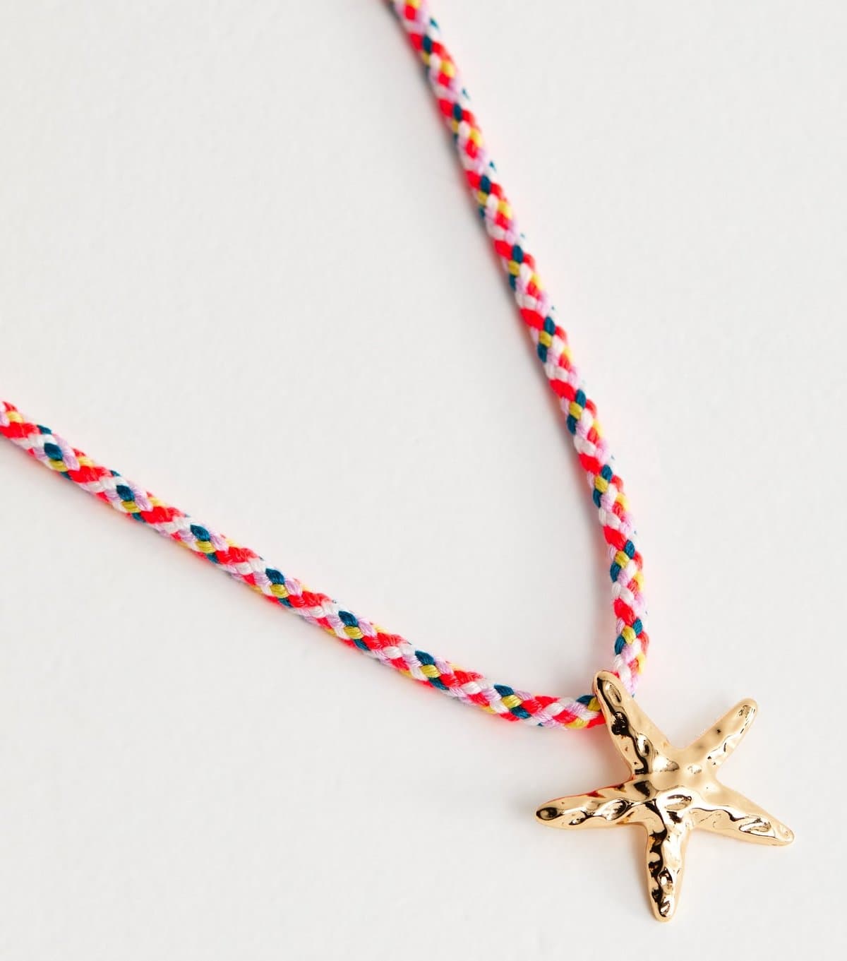 New Look Gold Tone Multicolour Rope Starfish Pendant Necklace New Look