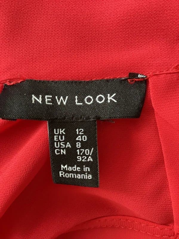 New Look Red New Look Loose Fitting Chiffon Style Top with Button Detail at Neck Size 12