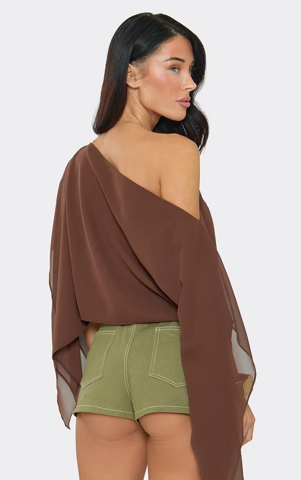 EGO Low Rise Belted Hot Pant Shorts In Khaki, Women's Size UK 6