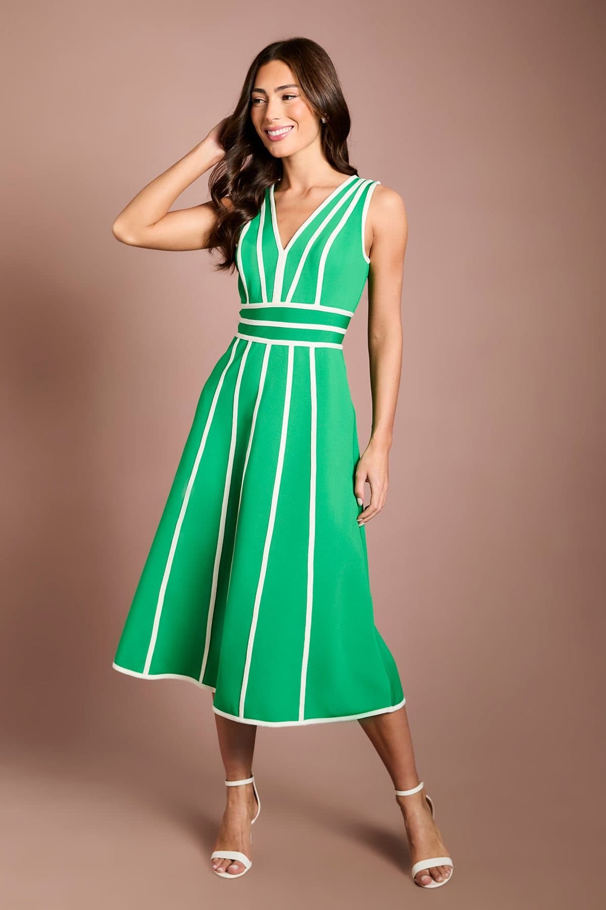 Coast Coast Women's Bandage Piped Green Midi Dress