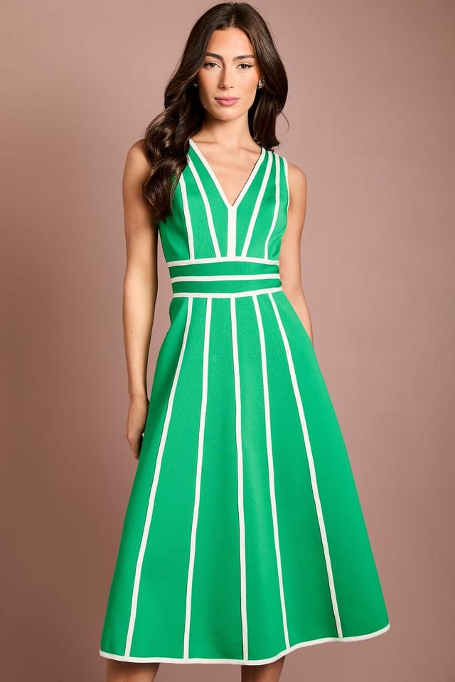 Coast Coast Women's Bandage Piped Green Midi Dress - 2
