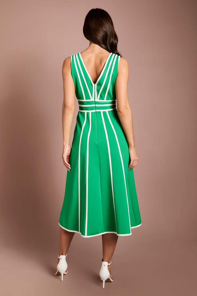 Coast Coast Women's Bandage Piped Green Midi Dress - 3