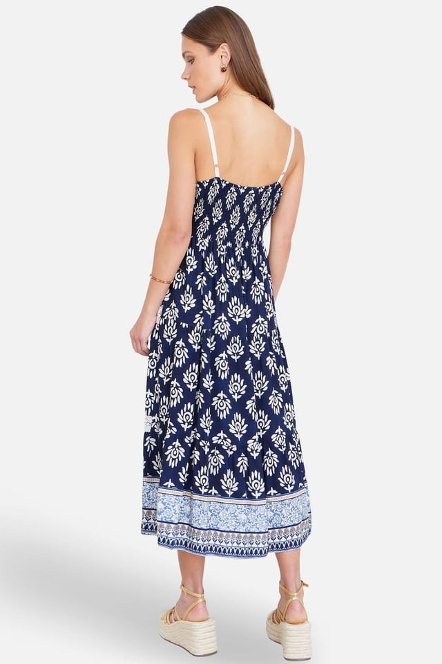Yumi Yumi Women's Navy Viscose Paisley Print Midi Sun Dress - 3