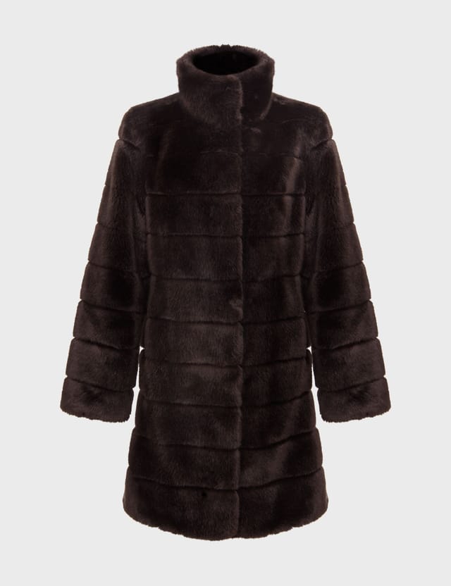 Hobbs London Hobbs London Women's Ros Faux Fur Coat in Dark Brown - 2