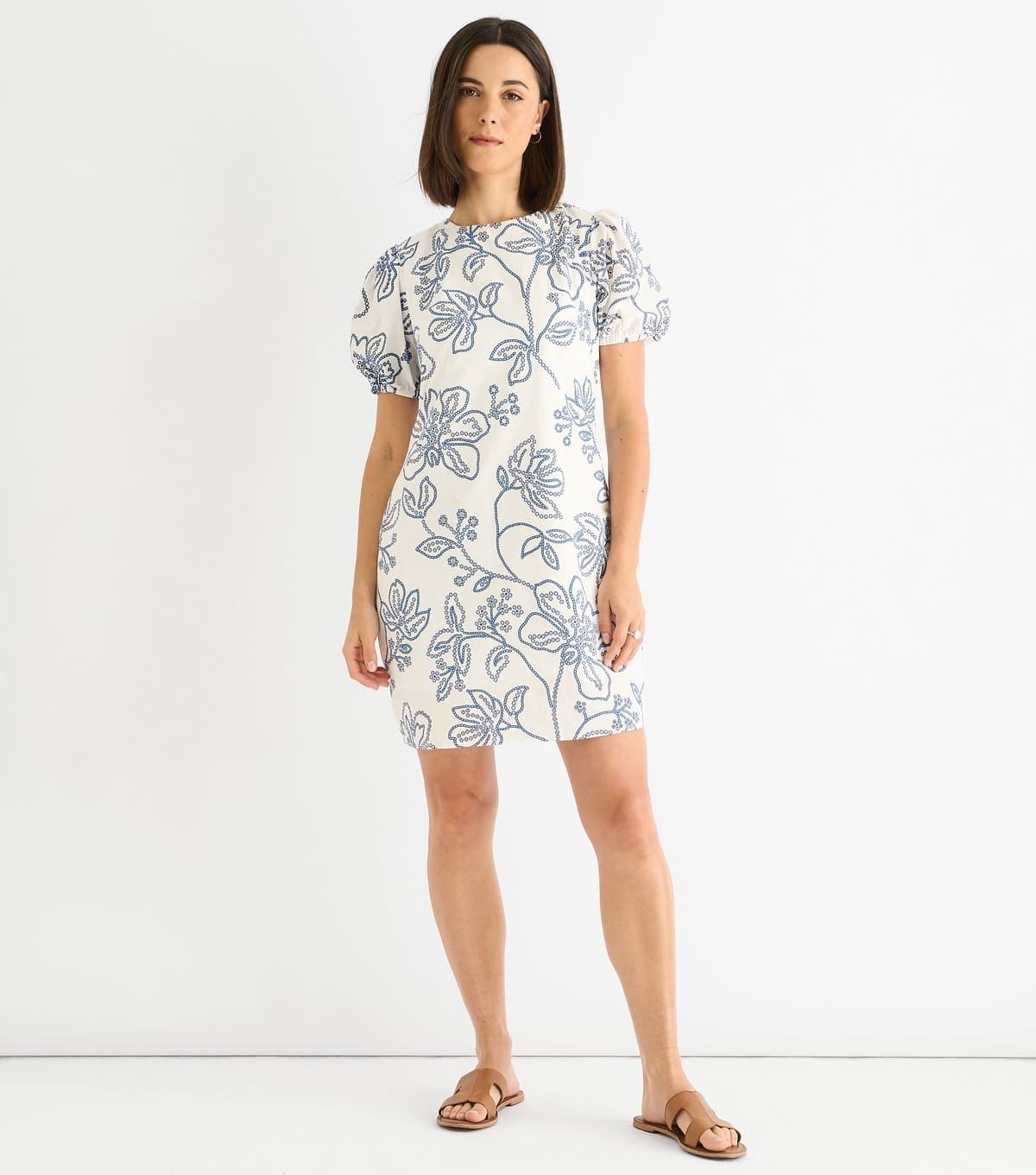 Gini London Women's White Floral Puff Sleeve Mini Dress Gini London New Look