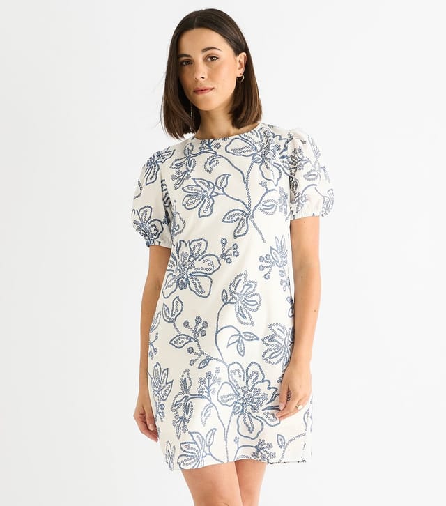 Gini London Women's White Floral Puff Sleeve Mini Dress Gini London New Look - 2