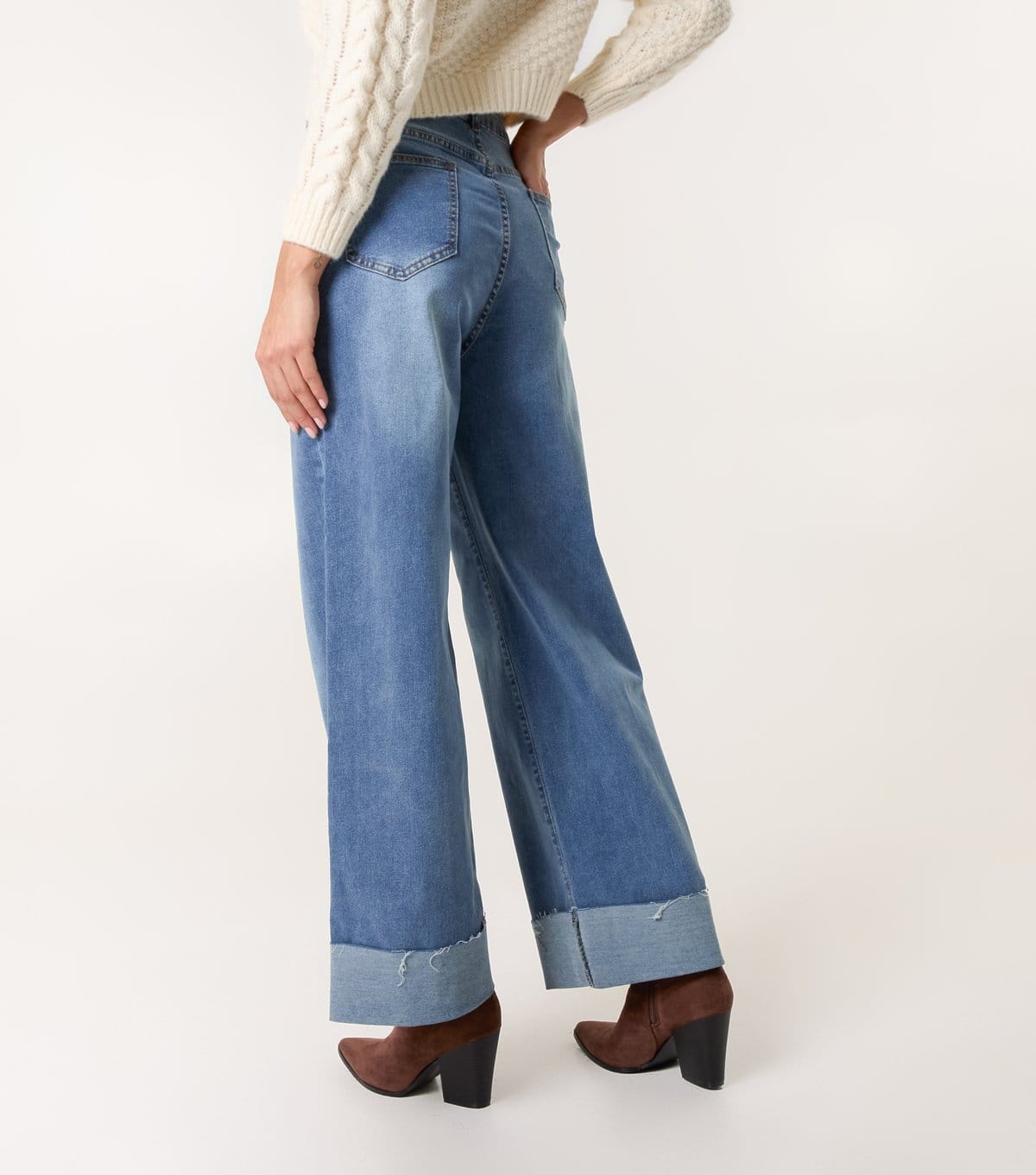 Blue Vanilla Women's Blue Raised Seam Wide Leg Jeans Blue Vanilla New Look - 4