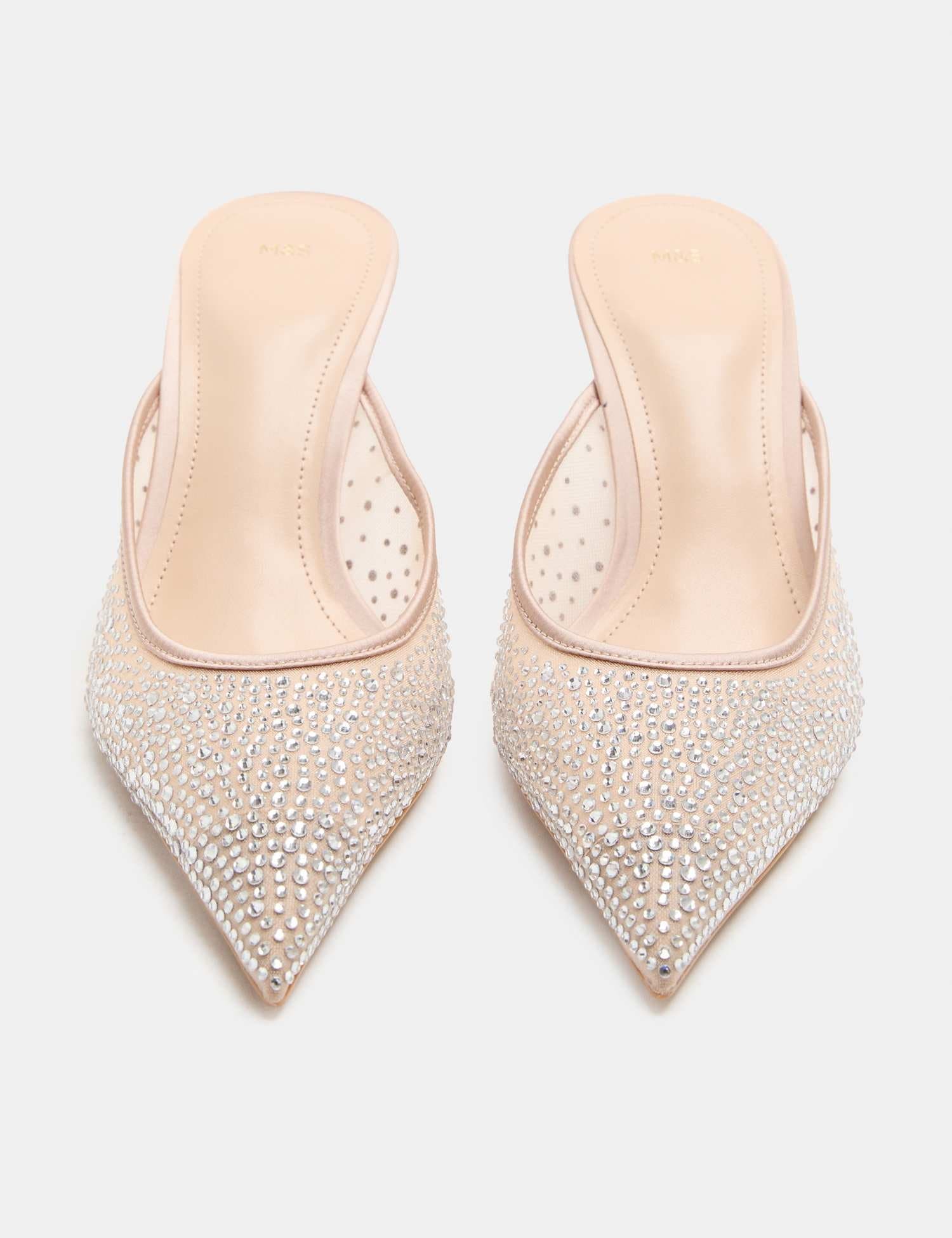 Marks & Spencer M&S Embellished Stiletto Heel Pointed Toe Mule Nude