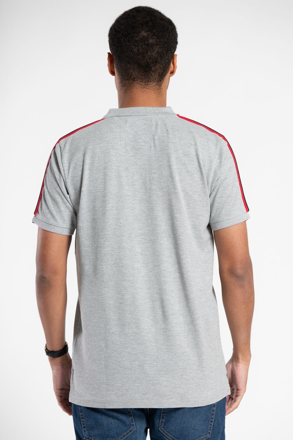 Tokyo Laundry Tokyo Laundry Men's Cotton Contrast Collar Short-Sleeve Polo Shirt in Grey - 2