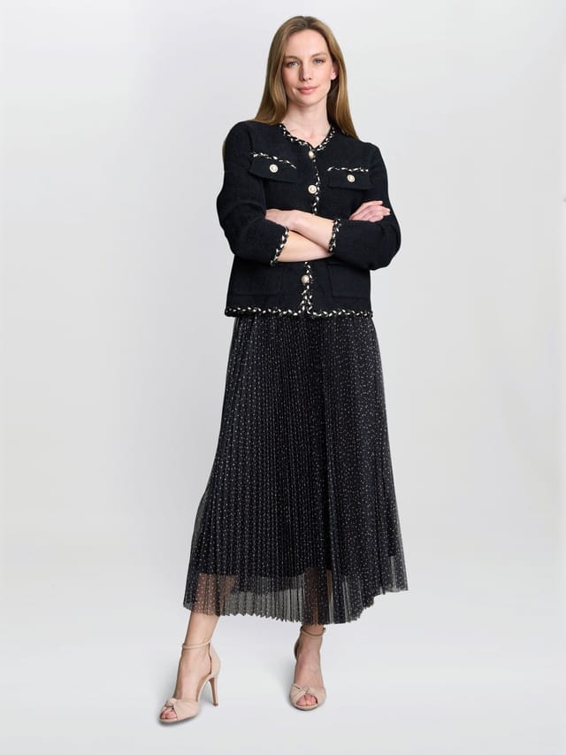 Gina Bacconi Gina Bacconi Women's Roslynn Pleated Mesh Skirt in Black - 3