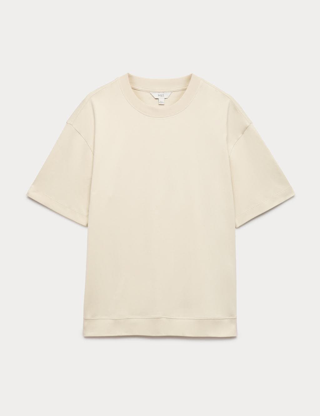 Marks & Spencer M&S Ecru Cotton-Lyocell Crew Neck T-Shirt