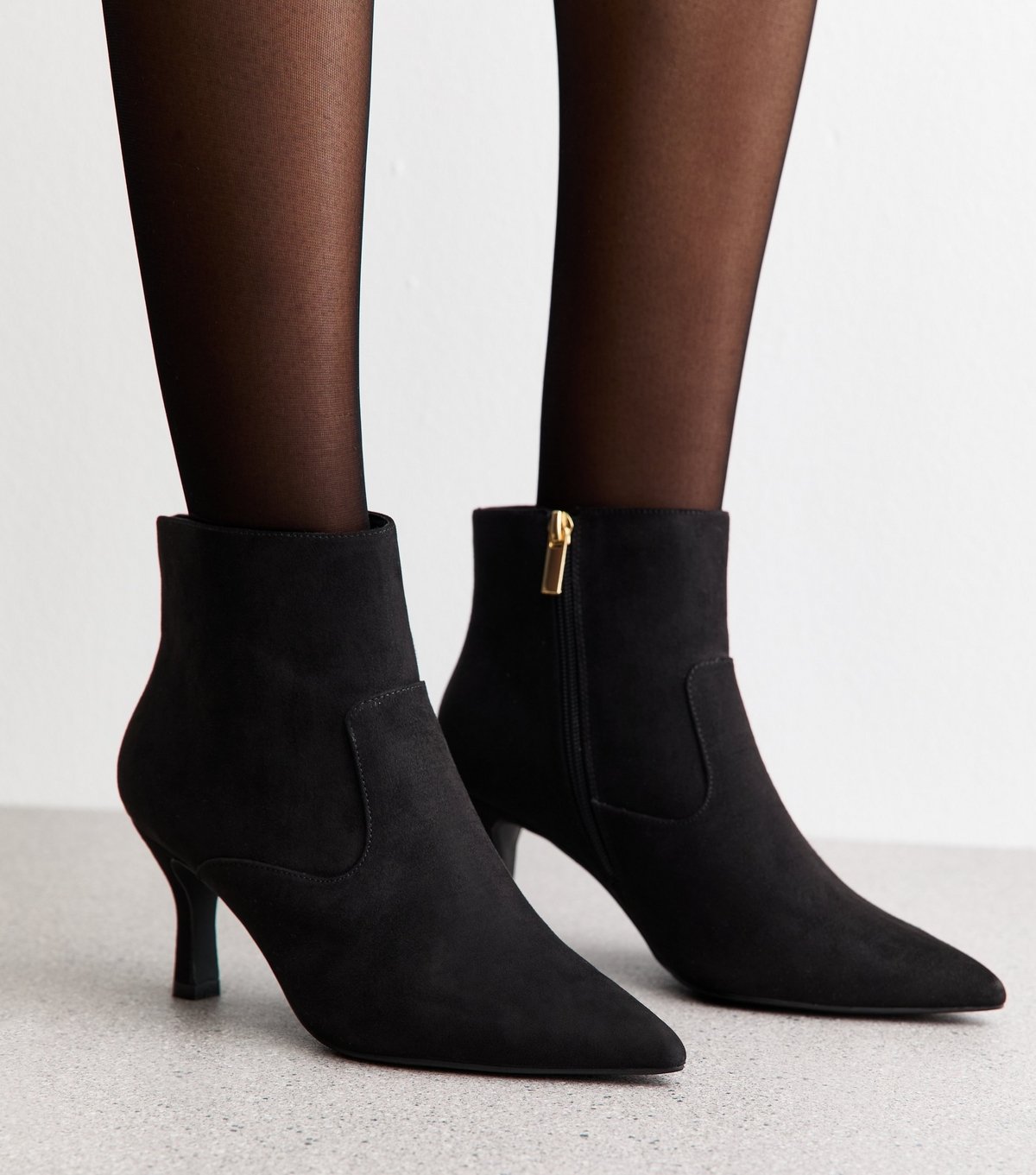 New Look Women's Wide Fit Black Faux Suede Stiletto Heel Ankle Boots Vegan New Look - 2