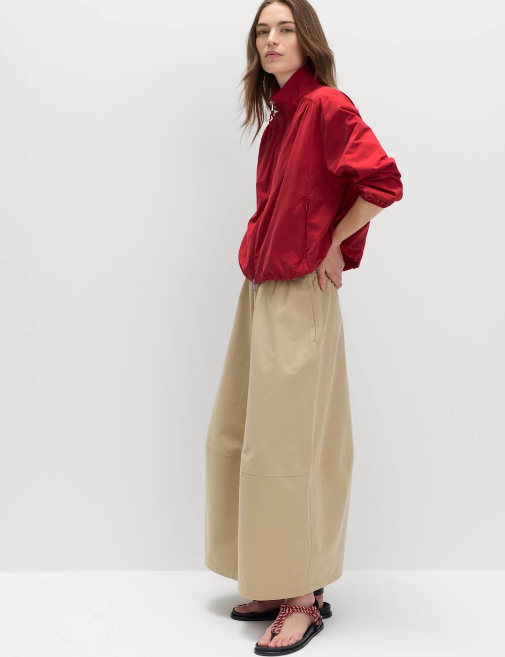 Marks & Spencer M&S Stormwear™ Lightweight Funnel Neck Gathered Jacket Red - 2