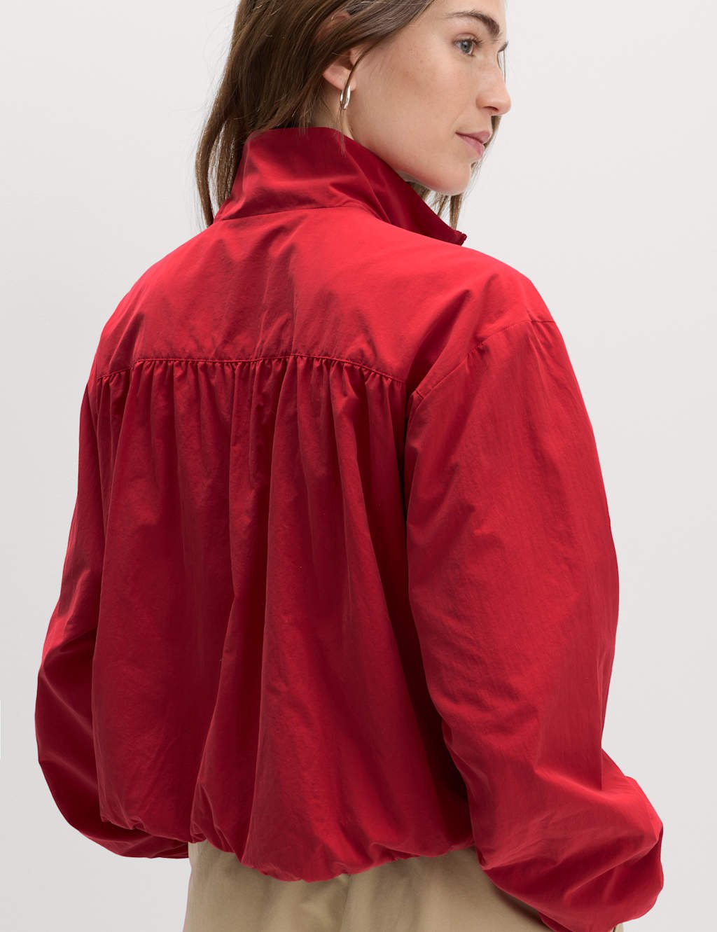 Marks & Spencer M&S Stormwear™ Lightweight Funnel Neck Gathered Jacket Red - 3