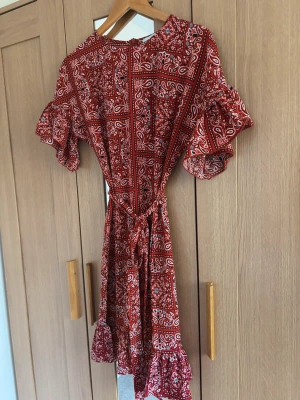 Never Fully Dressed Never Fully Dressed gorgeous red paisley pattern short sleeve dress 12