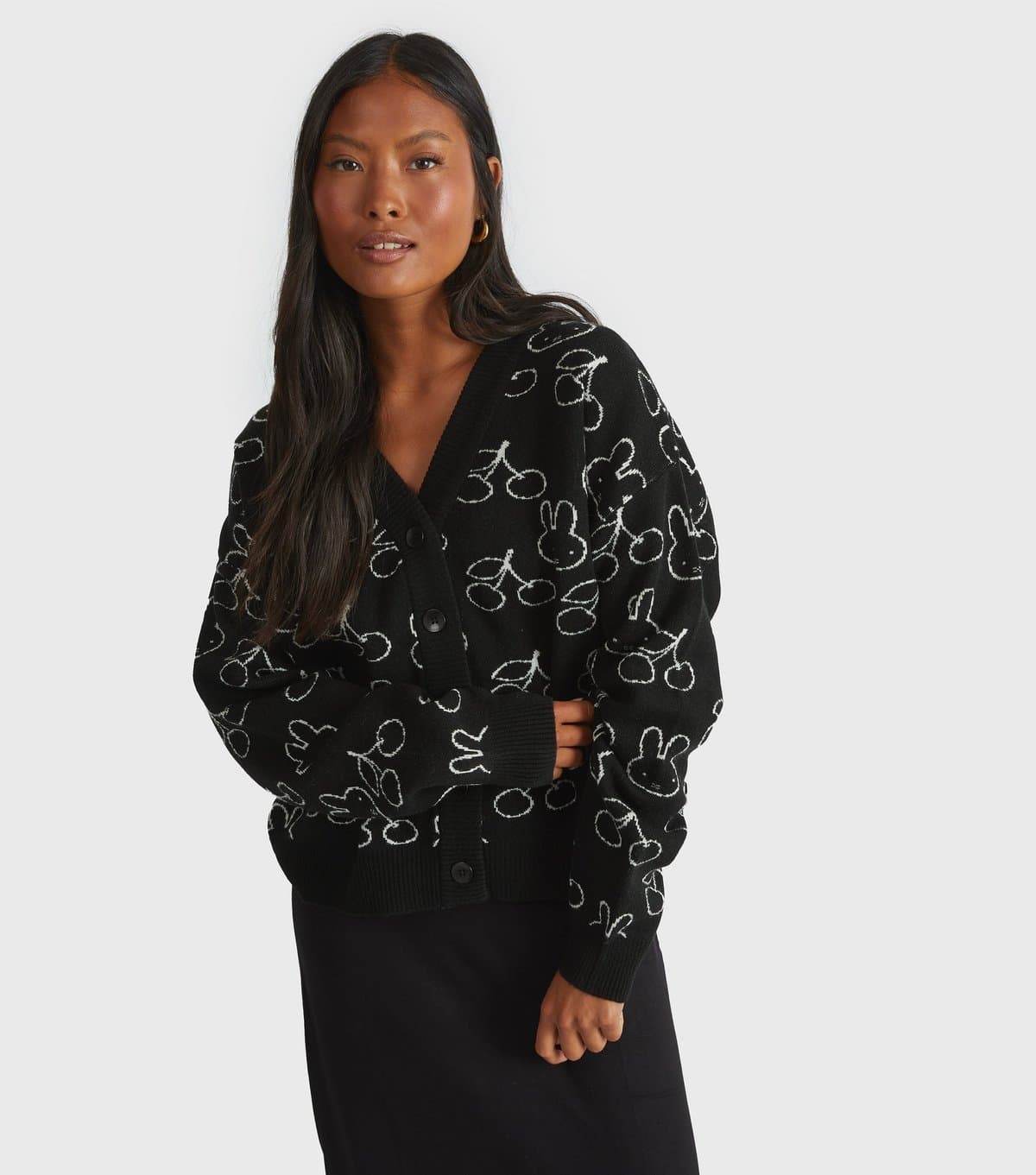 Skinnydip Women's Black Miffy Pattern Cardigan Skinnydip New Look