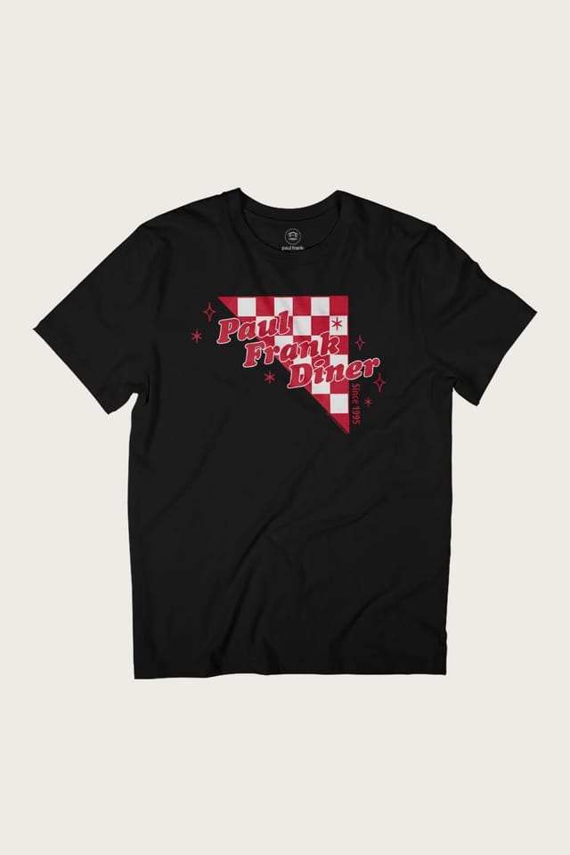 Paul Frank Paul Frank Men's Diner Red Chequered Tile T-Shirt in Black - 2