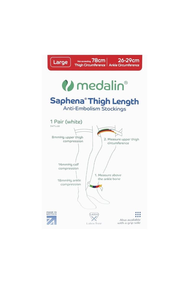 Medalin Medalin Men's Anti-Embolism Thigh High Stockings in White - 2