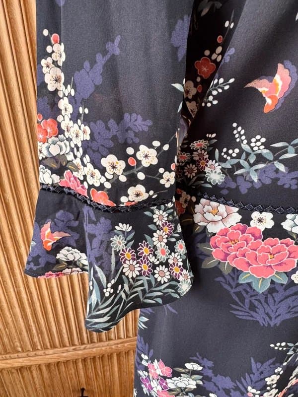 Oasis Oasis Navy Floral Midi Dress UK 8 | Cottagecore Romantic Butterfly Print