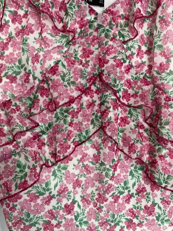 F&F F&F Pink Floral Ruffle Cami Top Size 18 Summer Vest Lightweight