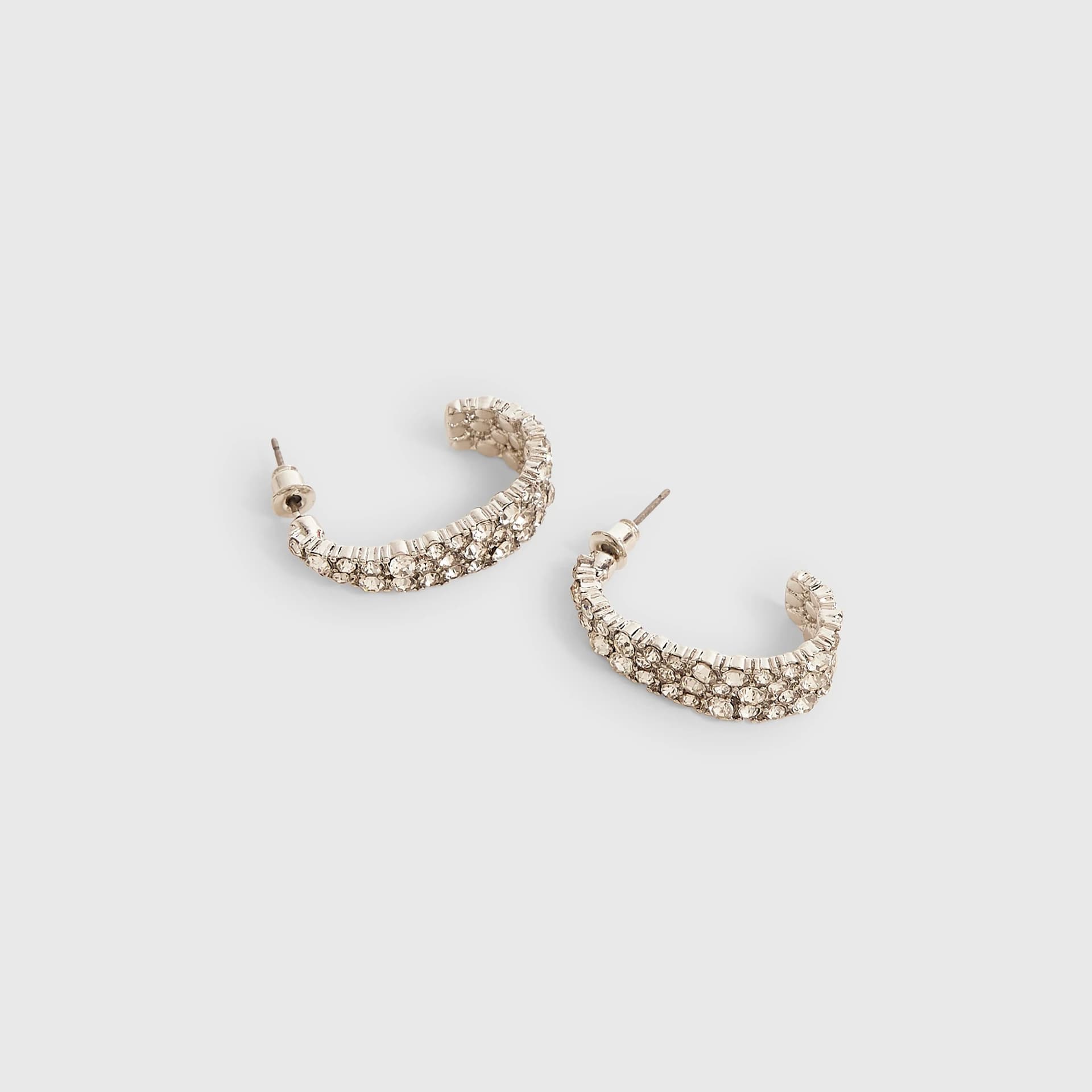 River Island River Island Womens Silver Rhinestone Hoop Earrings