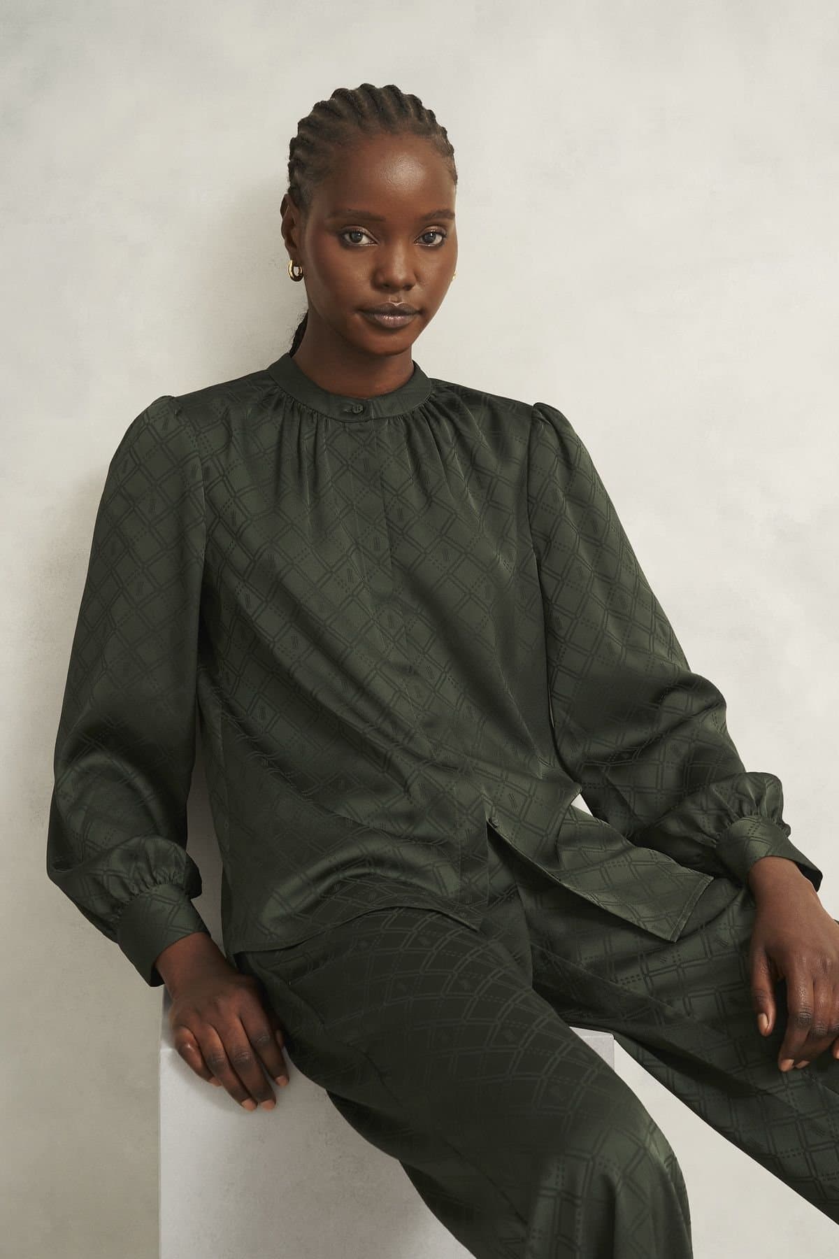 Hobbs London Hobbs London Women's Lucia Blouse in Dark Green
